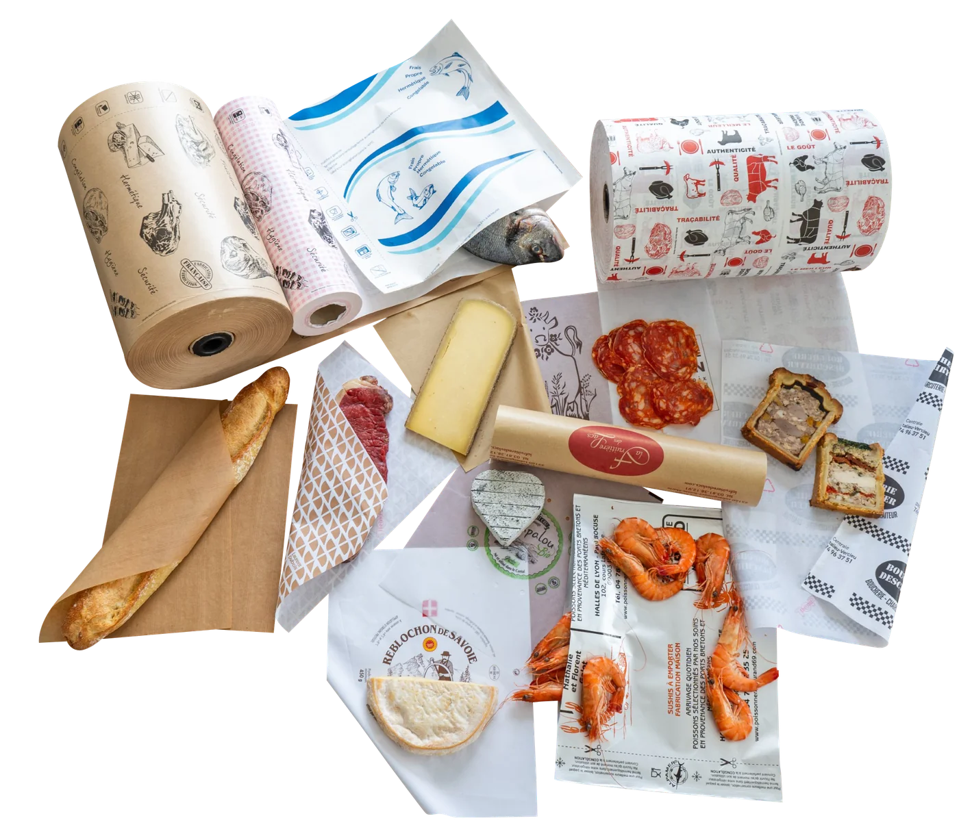 Papiers alimentaires personnalisés A. Paviot : bobines imprimées et emballages pour boucherie, fromagerie, poissonnerie et boulangerie